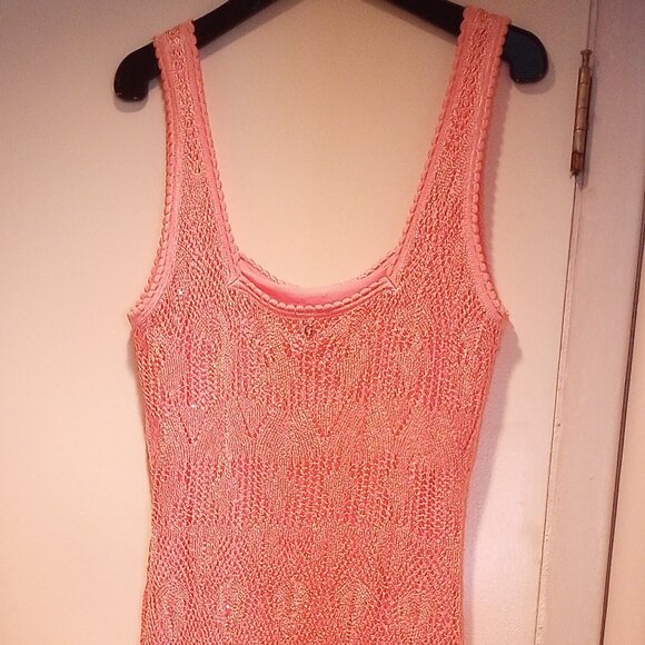 Guess crochet Liza sleeveless maxi dress boho XL peach/orange w/sequins NWT - Picture 12 of 14